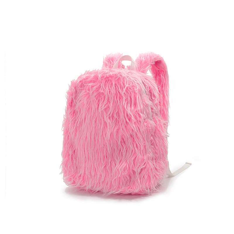 Personality Plush Fringe Double Shoulder Backpack Autumn And Winter New Large-capacity Portable Commuter Schoolbag For Women