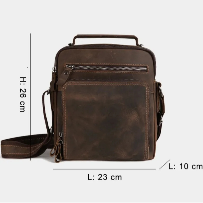 Mens Genuine Leather Shoulder Bag Retro Cowhide Casual Crossbody Backpack Large Capacity Multifunctional 251110
