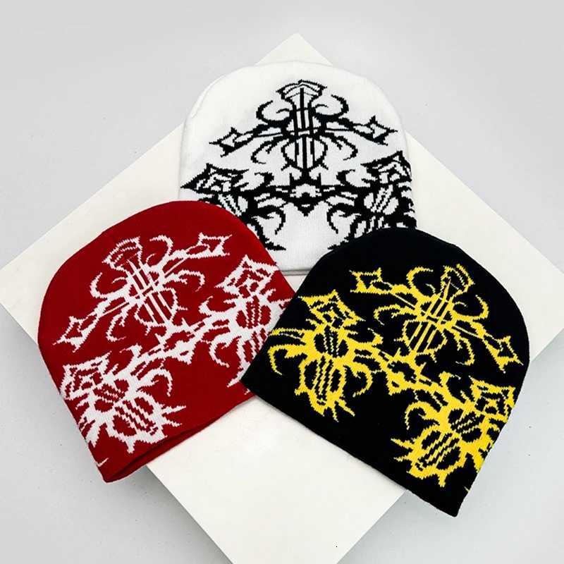 European Style Pattern Wool Knitted Hats Personal Warm Hip Hop Versatile Beanies Autumn and Winter New Street Fashion Niche insXJ251110