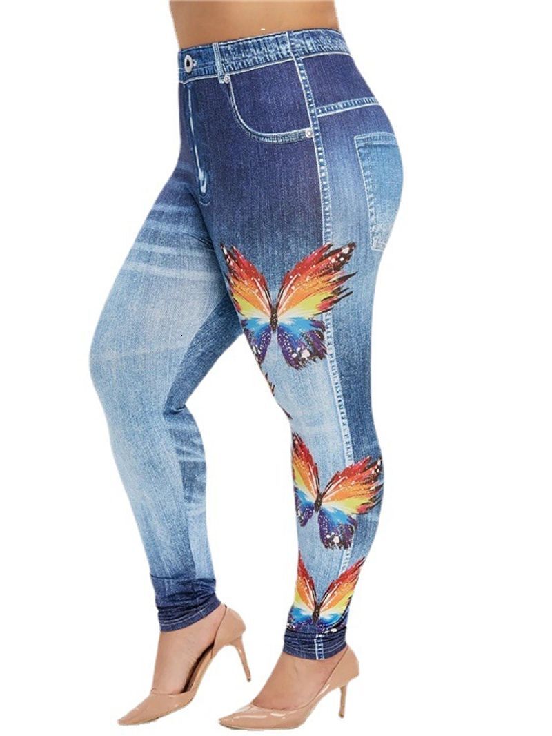 Women's Printed Multi-Color High Waisted Butterfly Pattern Slimming And Hip Lifting Pants