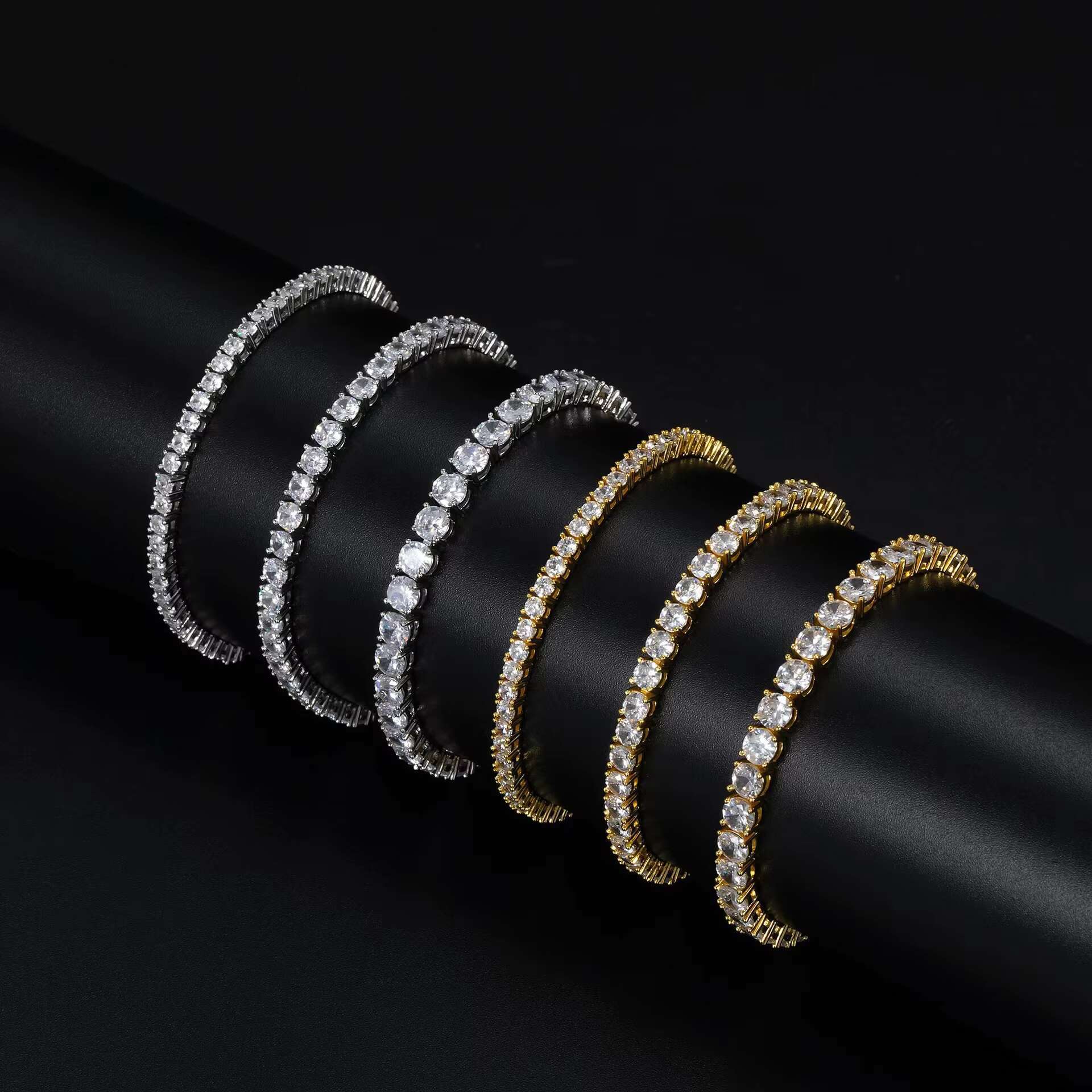Wholesale Women Men Jewelry 3mm 925 Silver Zircon Moissanite Bracelet Necklace Tennis Chain