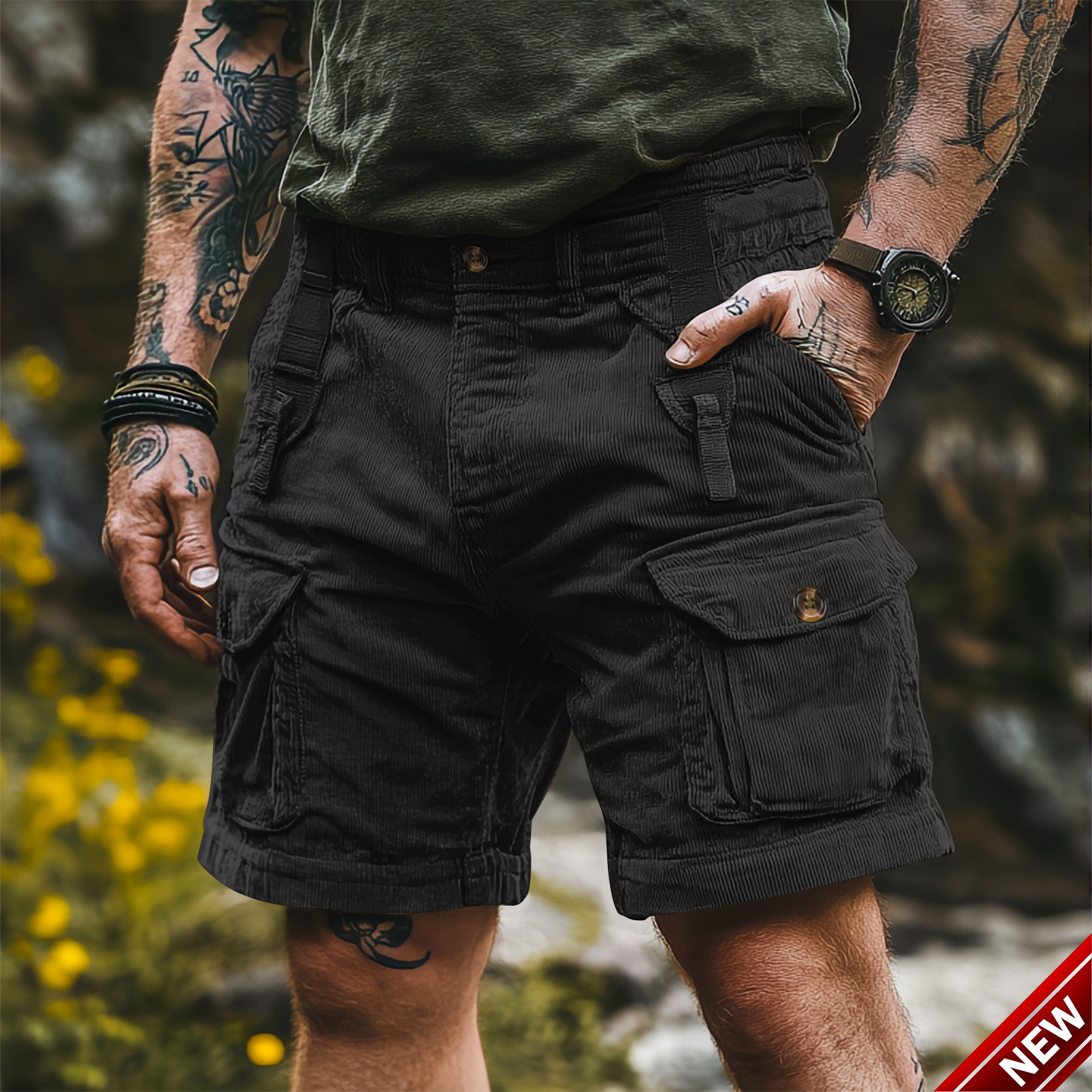 European size summer workwear shorts for men casual pants with multiple pockets loose and versatile five inch shorts American high street