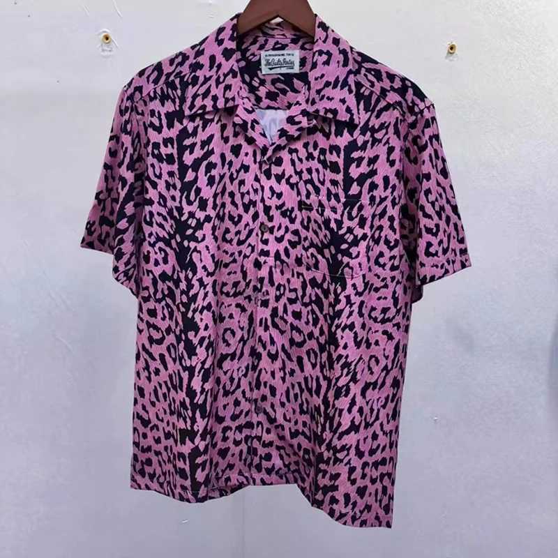 New Gradient Leopard Full Print Chaopai Hawaiian Short Sleeve Mens 1 1 High Quality Casual Top T-shirt X250410