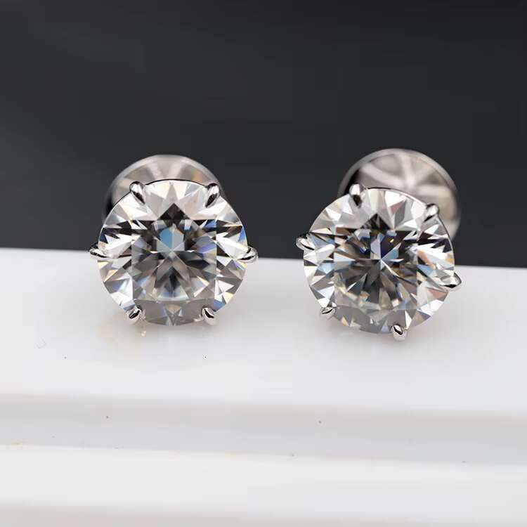 Factory Wholesale Women Men S925 Silver 9K 14K 18K Gold 6 Prongs D VVS1 3mm to 10mm Moissanite Diamond Ear Studs Earrings