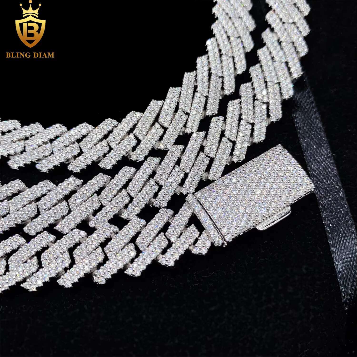 12mm Hip Hop Jewelry 925 Sterling Silver Vvs Moissanite Miami Cuban Link Chain Bracelet Necklace Promotions and Discounts