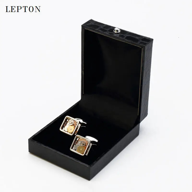 est Square Steampunk Gear Cufflinks Watch Mechanism Gear Cufflinks for men Formal Business wedding cuff links Relojes gemelos 250409