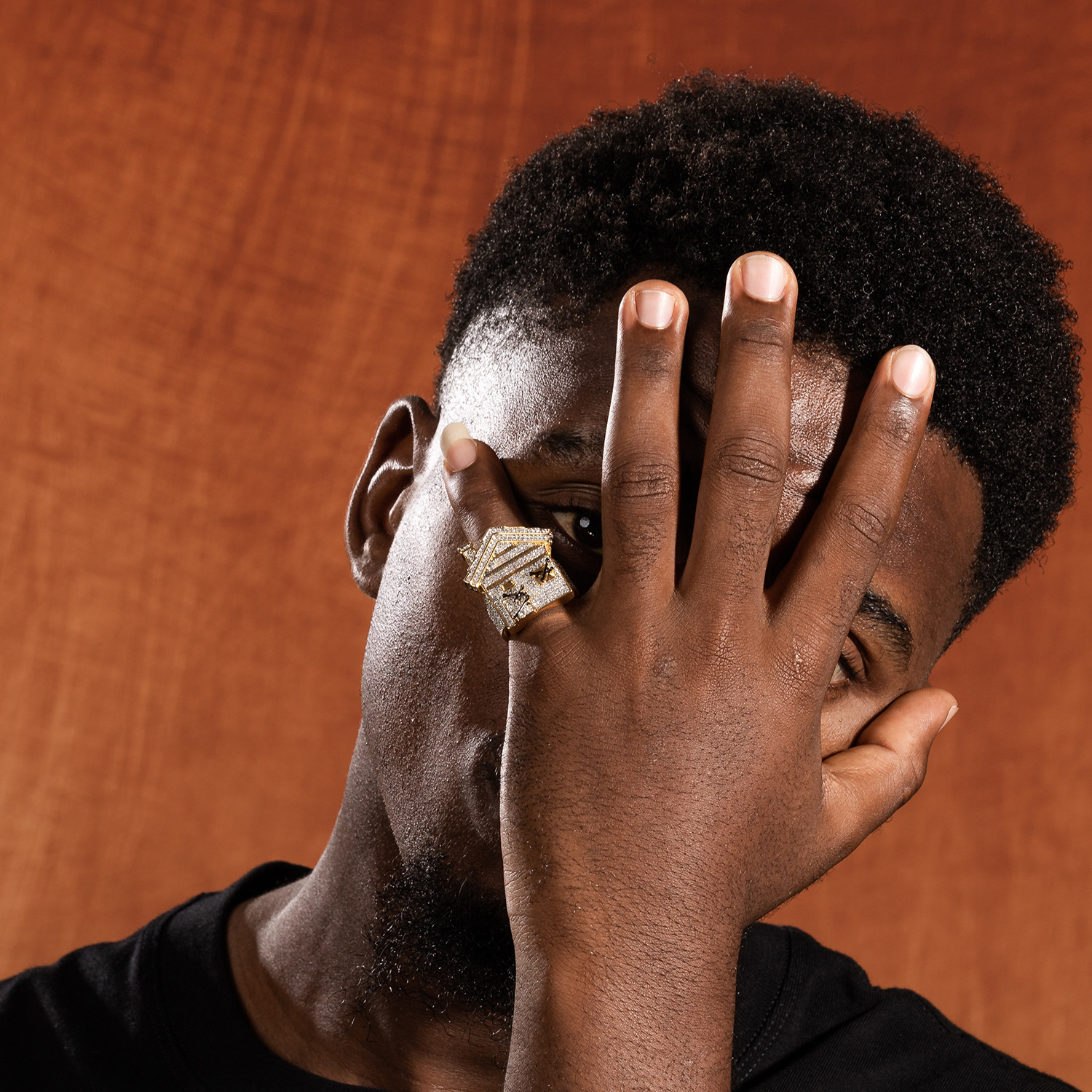 Fine Quality Trendy Niche House Finger Ring For Men Hip Hop 14k Real Gold Plated Full Iced Out Cubic Zirconia Rapper Mens Shiny Punk Rock Rings Bijoux