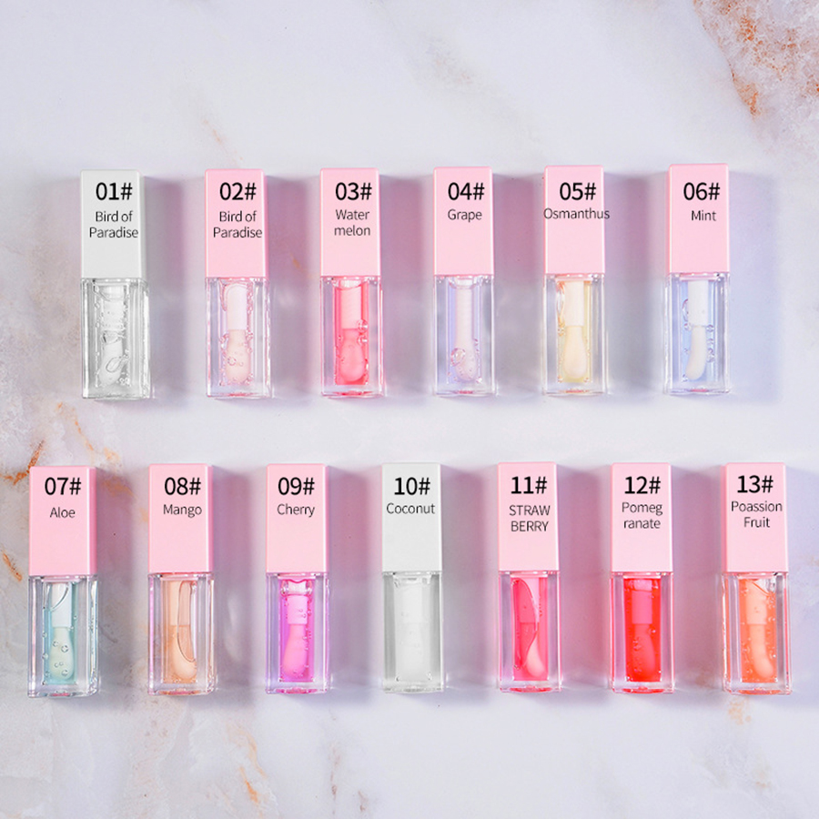 13 colors Fruit Watermelon Waterlight Mirror Lip Glaze Aloe Lip Color Strawberry Lip Lotion Tender Lip Honey Dudu Mouth Transparent Glass lipstick Lip