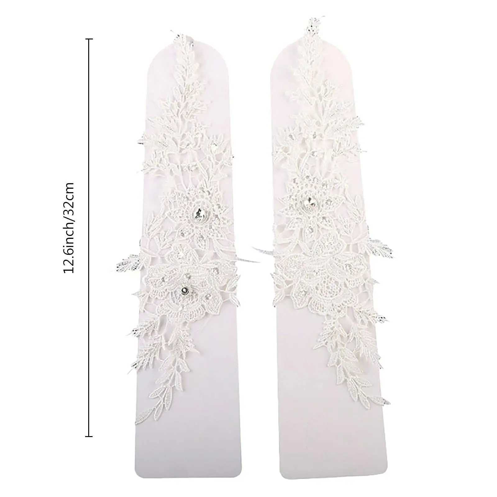 Lace Crystal Womens Wedding Gloves Fingerless Elbow Bridal Floral Ivory Long Accessory for Bride L2511101