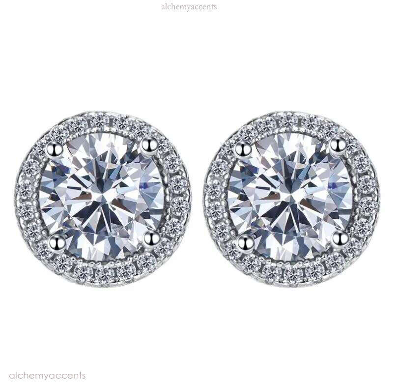 Ins Top Sell Stud Earrings Moissanite Dia Simple Fashion Jewelry Round Cut Gemstones Party High Quality Eternity Classical Women Circle Earring nice G