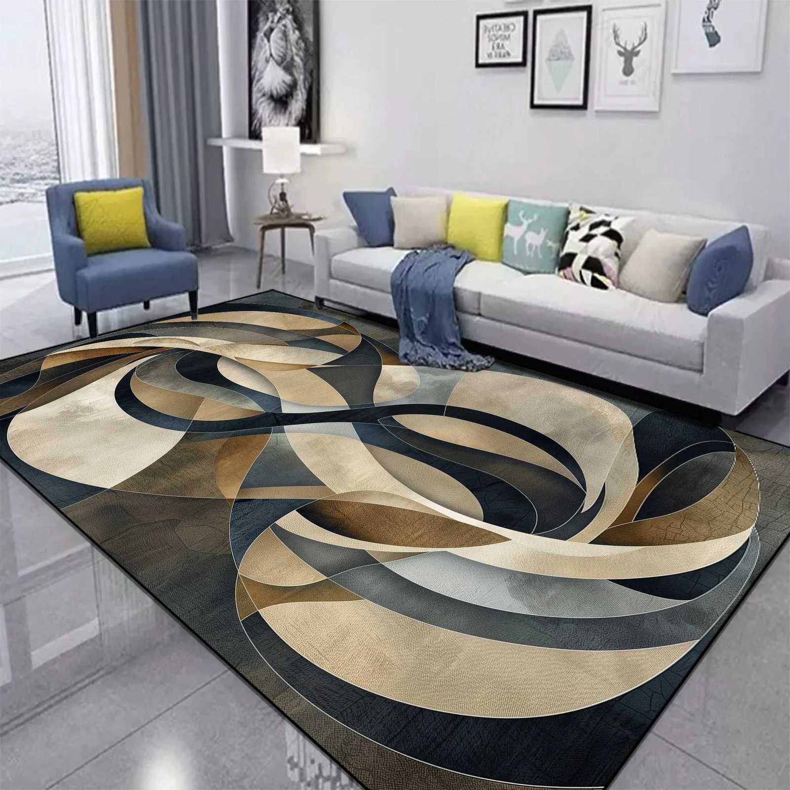 Red Black Swirl Rug Abstract Carpet for Living Room Large Bedroom Decoration Rug Light Luxury Sofa Coffee Table Mat Non-slip Y251110