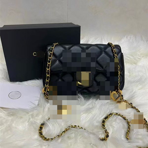 Single-shoulder chain bag, diamond-quilted mini square vintage, classic heart-shaped crossbody bag,new