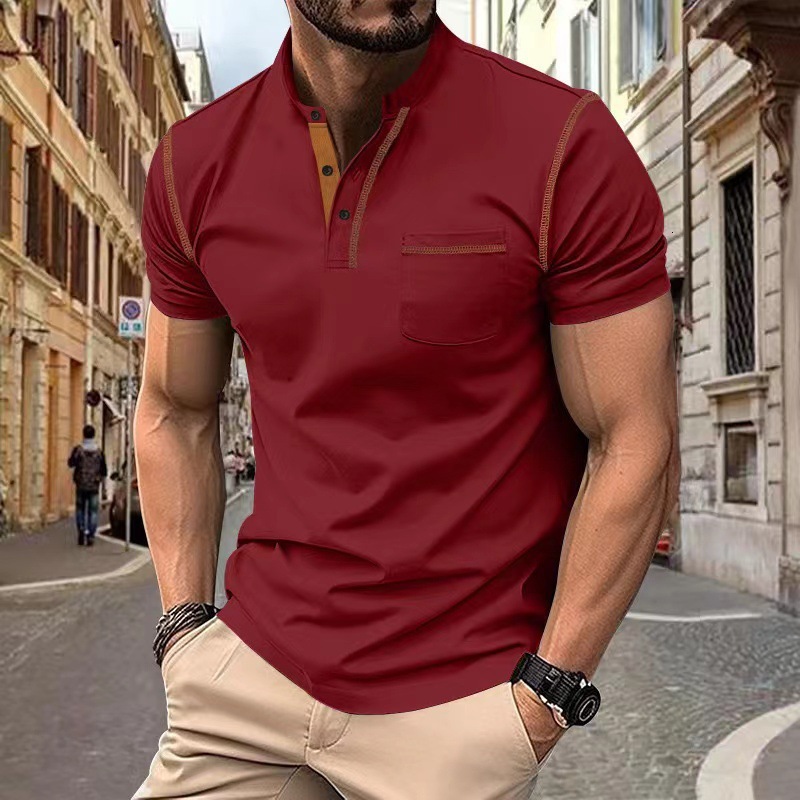 2024 Summer New Mens Short sleeved T-shirt Quick drying Casual Polo Shirt