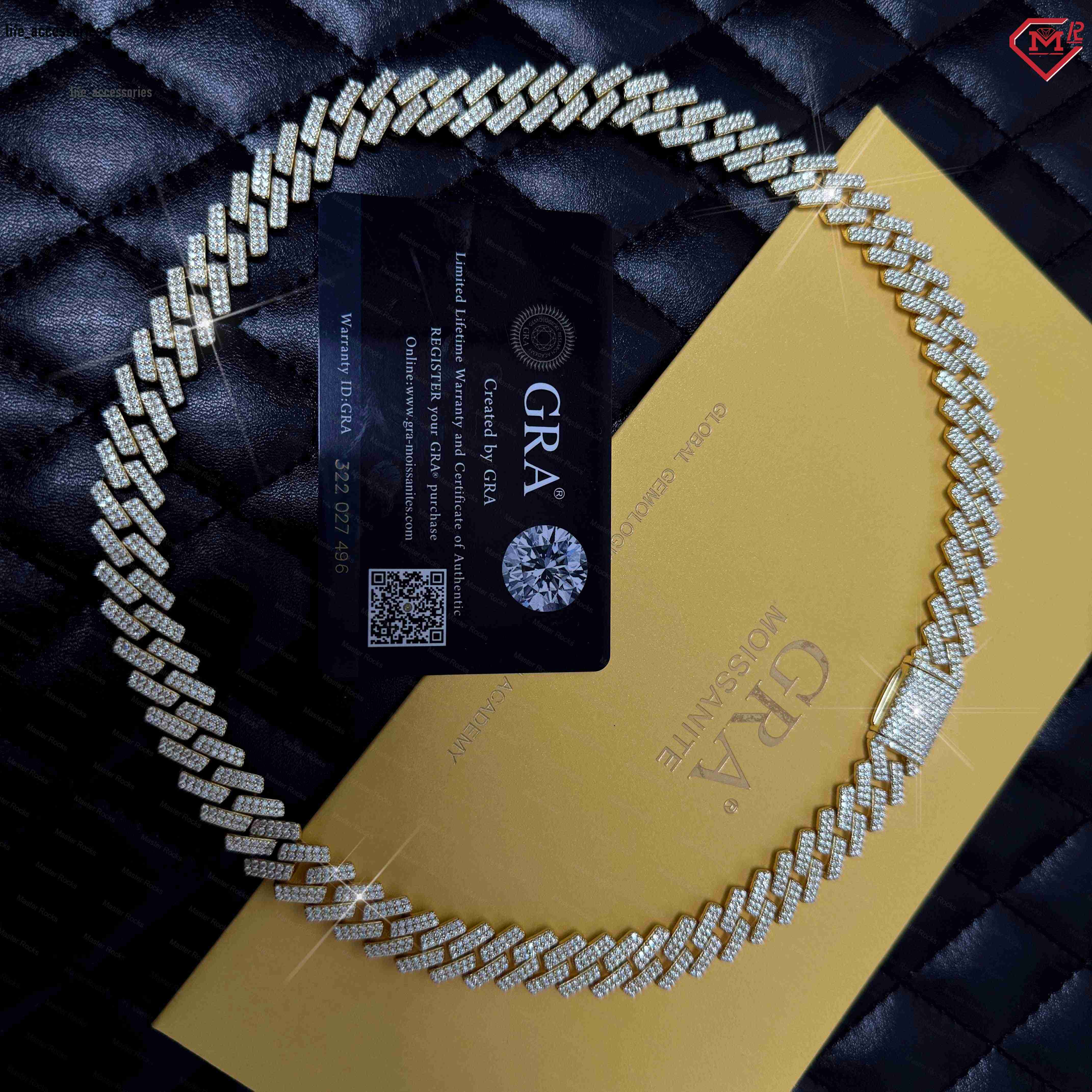 Pass Tester Hiphop Cuban Chain 2 Rows S925 14K Gold Plated Iced Out Moissanite Custom Cuban Chain