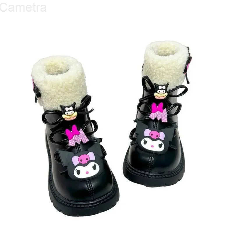 Sanrio Winter Kuromi Anime Ins Kawaii Children Cotton Boots Autumn Winter Cute Cartoon Fleece Waterproof Warm Shoes Gifts H251110