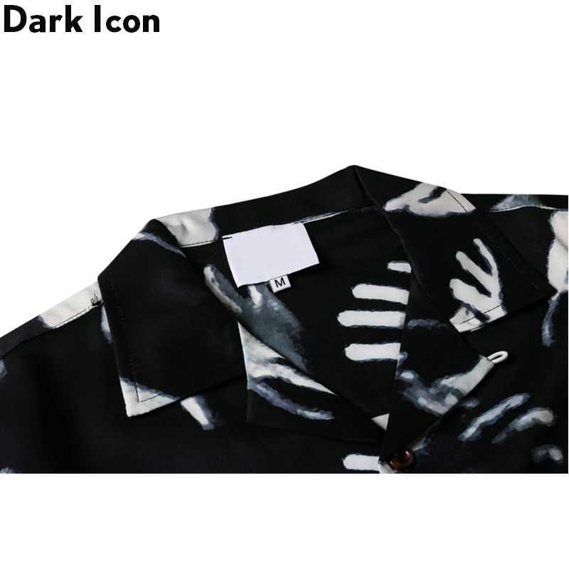 Black printed retro mens street shirt 2024 summer Hawaiian mens top X2504101