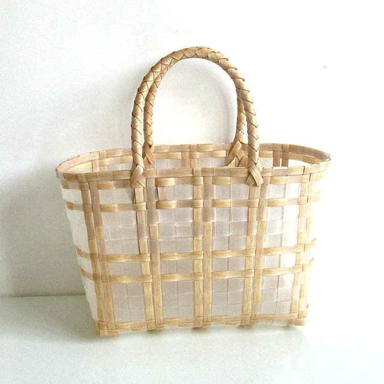 Free Shipping New Designer Bag Transparent Jelly Portable Beach Bag New Plastic Woven Tote Bag Casual Outdoor Bag Beach Bag