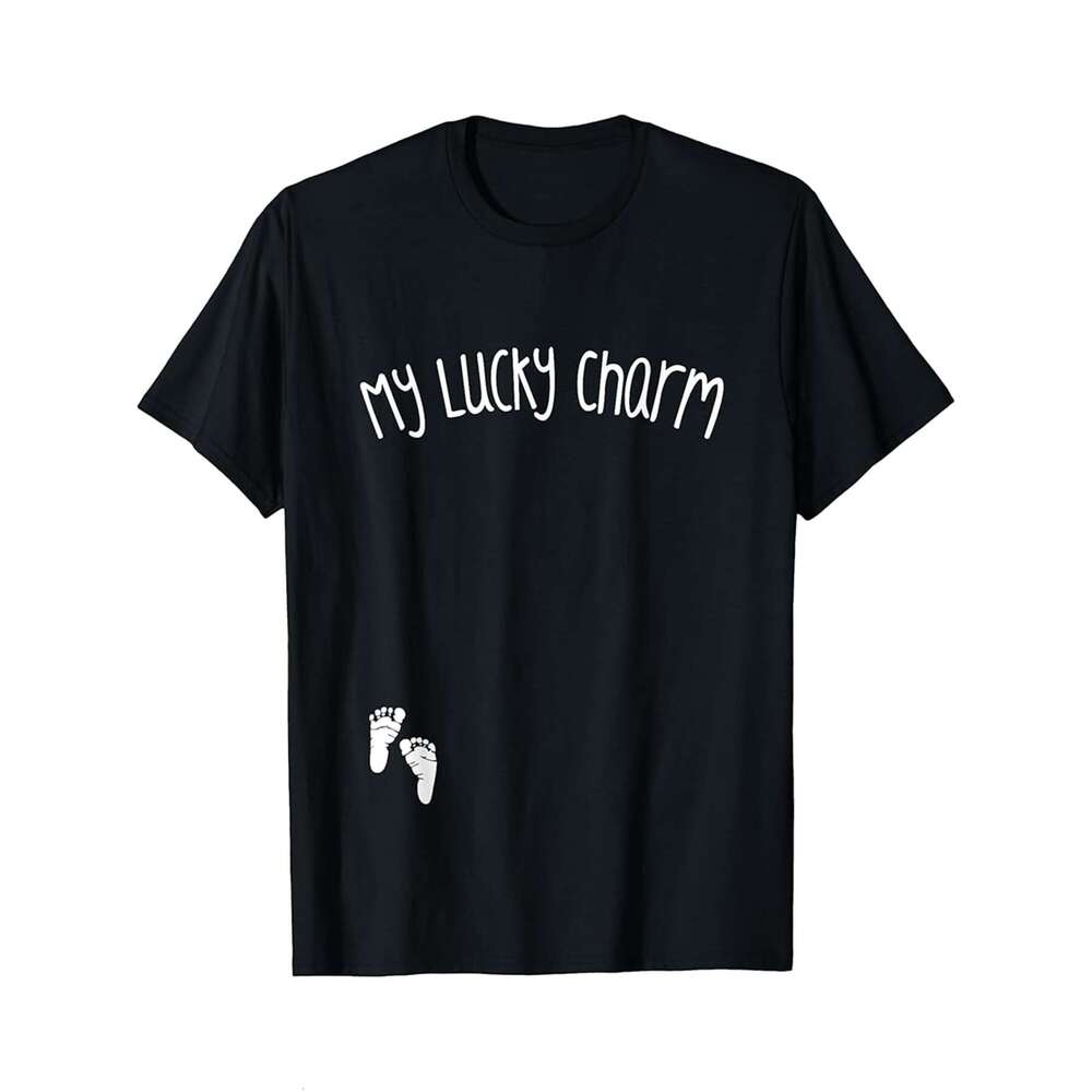Designer T shirt My Lucky Charm Shirt Cute St. Patricks Day Pregnancy Feet - 220g T shits