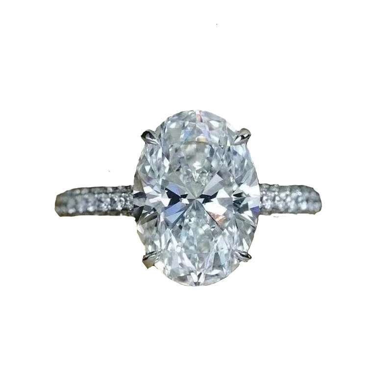 New 925 Sterling Silver Oval 4ct Lab Diamond Ring Engagement Wedding Band Gig Stone Rings for Women Bridal Jewelry Gift