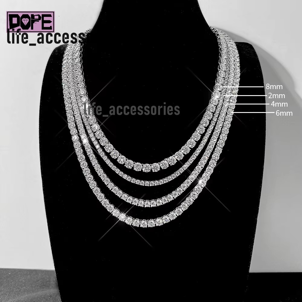 Factory Moissanite Tennis Necklace S925 8mm Pass Diamond Tester Moissanite Tennis Chain