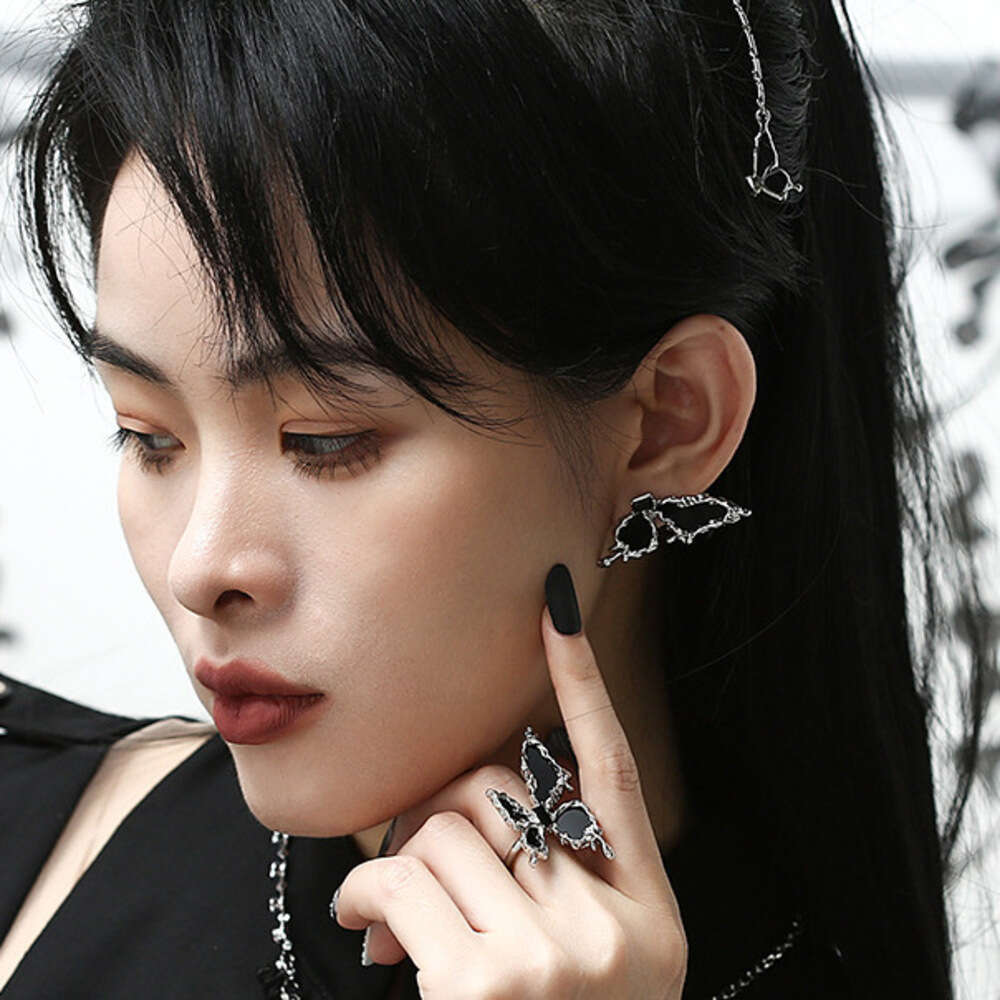 Black Star Butterfly for Women Dark Cool Girl Hot Sale New Chinese Style Stud Earrings High Quality Ear Jewelry Wholesale
