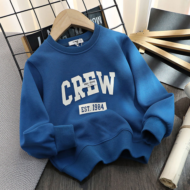 GS- Ddmyshoesvip Cotton Clothing Boys Letter Printed Hoodie Large Children S Loose Versatile Casual Western Style T Shirt Spring And Autumn Thin Top