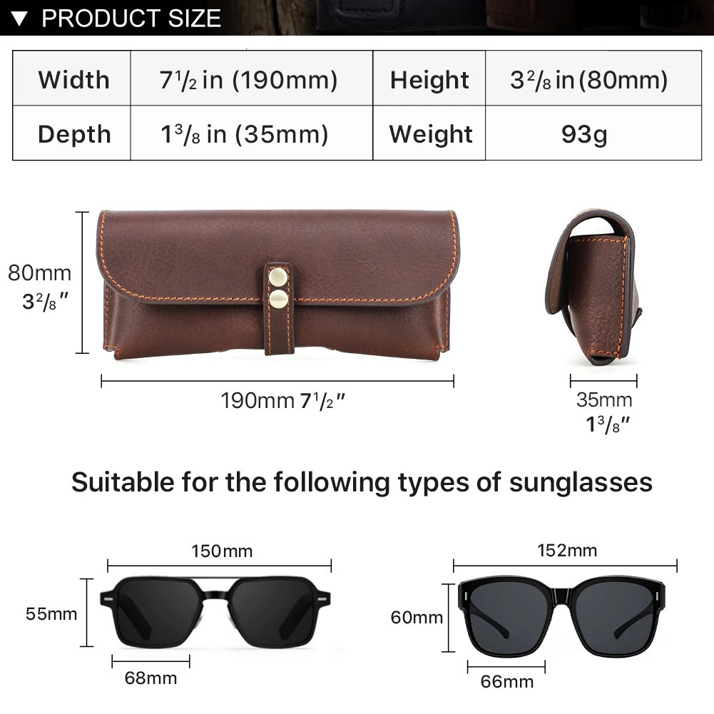 Retro leather glasses case portable glasses bag sunglasses holder mens protective glasses case 250409