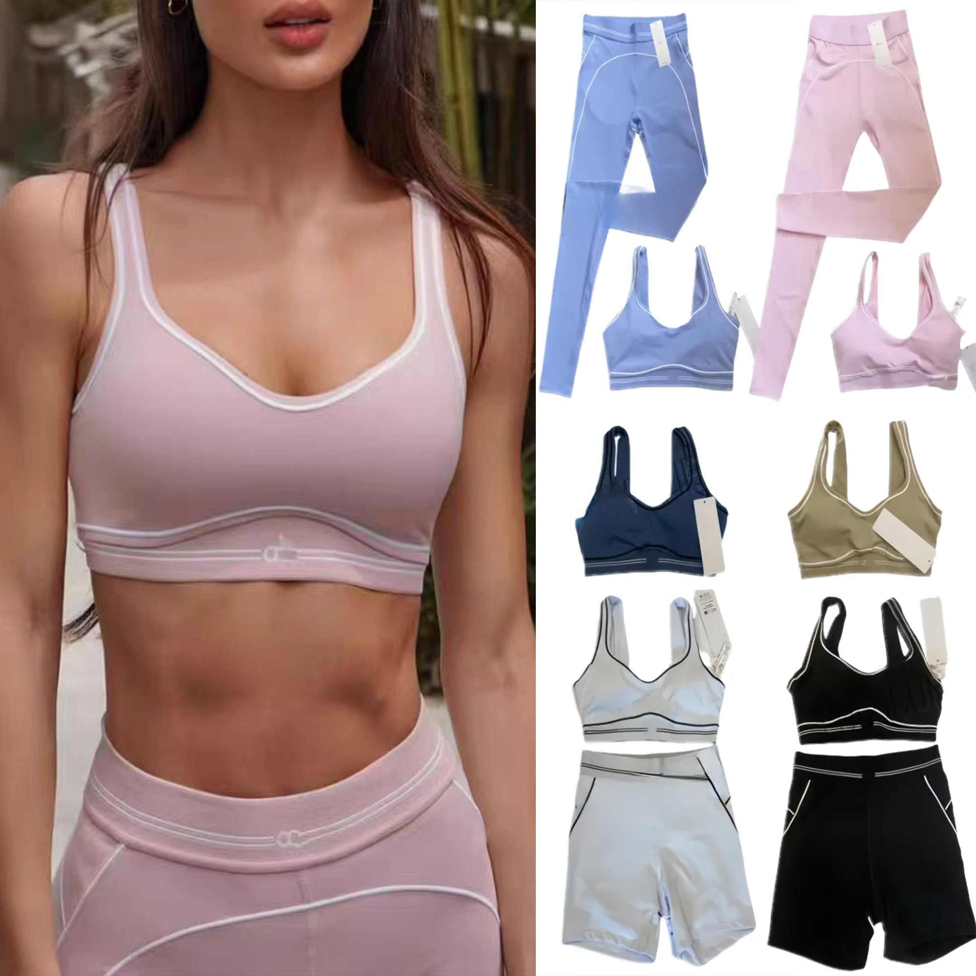 2025 NEW 10A Breathable Bra leggings aloliness Sets Women Soft Elastic Pants Socks Outfits Sports Pants Fitness Wear Set aloliness jacket sweatshirt women Shorts