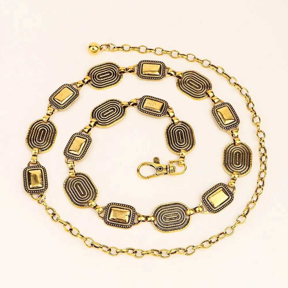 1 piece of old gold punk hip-hop metal belt with thick chain X250410