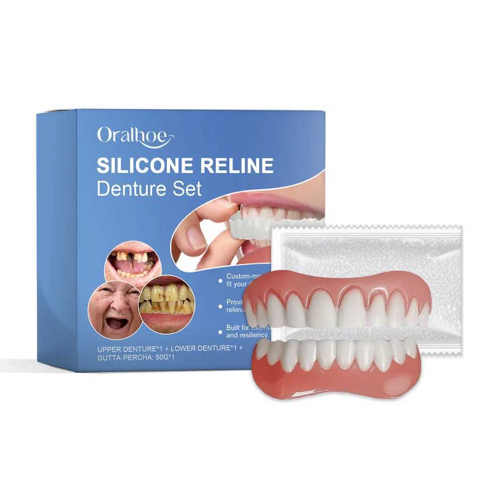 New Arrival Oralhoe 1 set of silicone denture kit with up and down filling gaps for instant Smile soft denture support kit Z250410