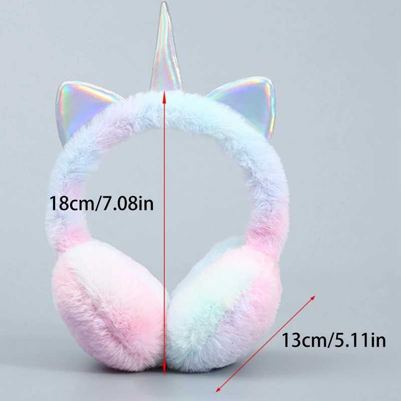 Children Unicorn Warm Earflap Colorful Soft Plush Fluffy Cat Ears Earmuffs Kids Winter Outdoor Cycling Ski Snow Tie-dye Headwear W251110