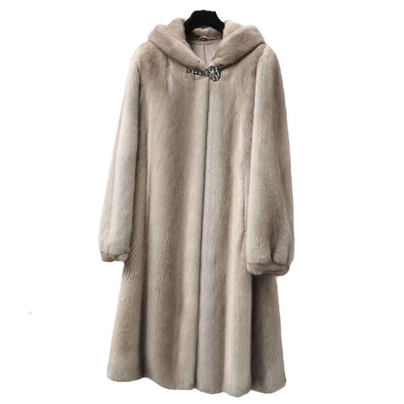 Imitation Mink New Skin Coat for Fur Women, MidLength Jacket, Autumn and Winter, Hooded, Women, Jacket, Winter, Hooded,
