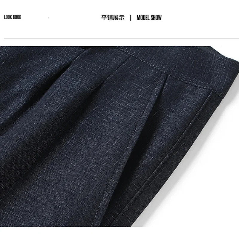 Autumn Double Pleated High Waist Suit Mens Pants Black Gray Deep Rise Trousers For Male Office Formal Men Size 42 44 251110