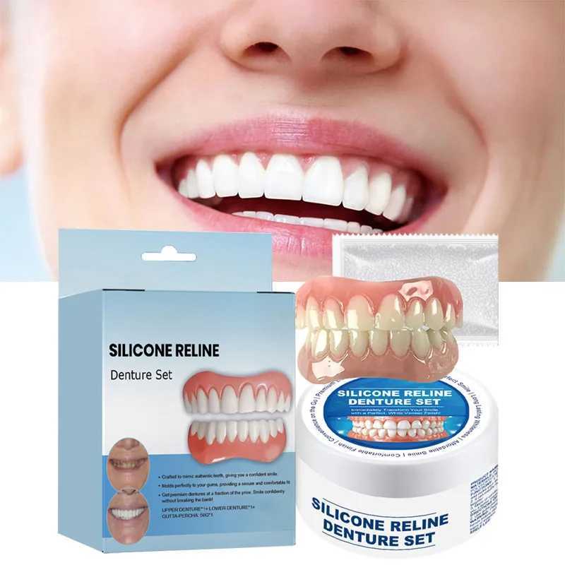 New Arrival Dental modification set with silicone upper and lower veneers perfect stickers comfortable fit for temporary orthodontic denture Z250410