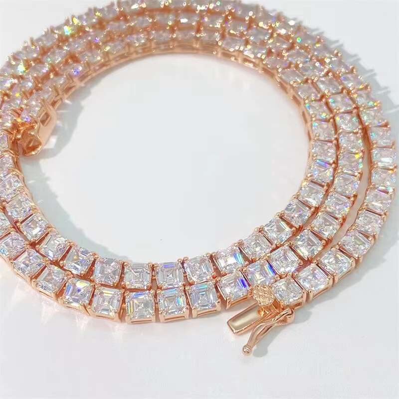 Fine Jewelry Hip Hop 925 Sterling Silver Zircon Diamond Cluster Iced Out Tennis Chain Bracelet Necklace for Men Women