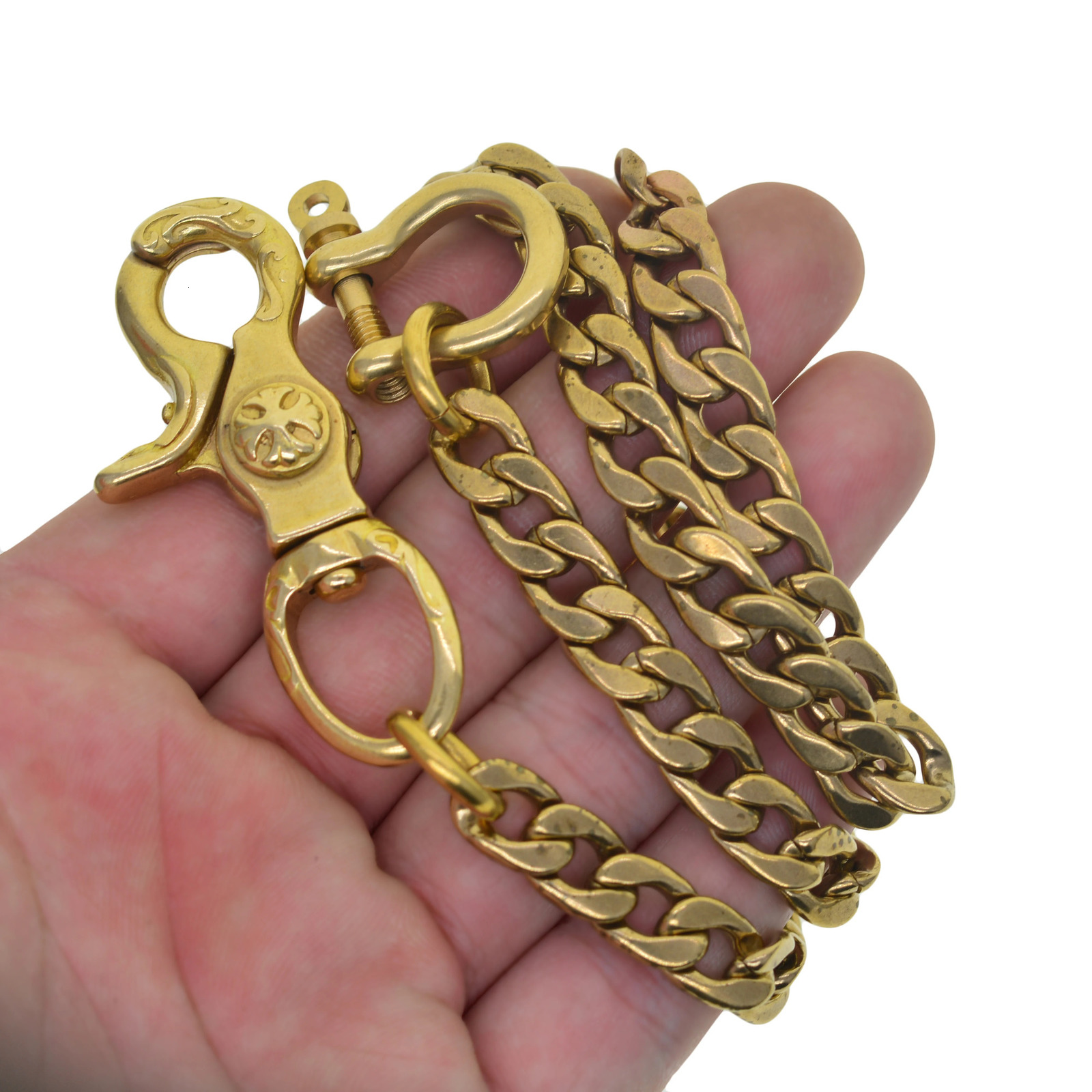 High quality brass wallet jeans runners motor Italian 9mm NK Figaro curl flat Cuban chain link heartshaped lobster hook release buckle 250410