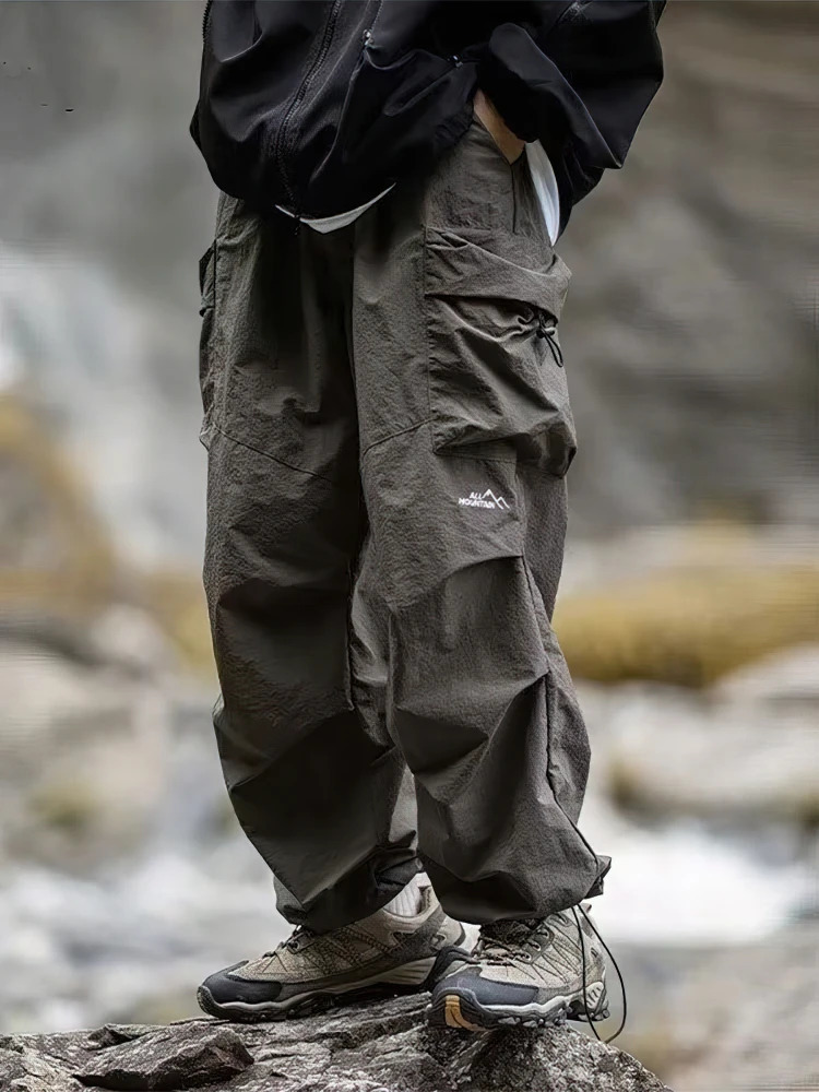 Vintage Baggy Hiking Cargo Pants Men Waterproof Casual Sport Jogging Sping Summer Parachute Outdoor Wide leg Trousers 251110