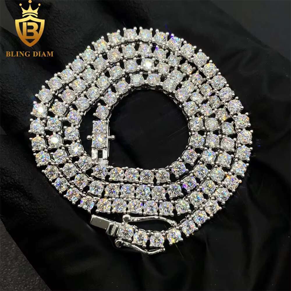 3mm 4mm Necklace Gold Plated Hip Hop Jewelry 925 Sterling Silver VVS Moissanite Diamond Tennis Chain