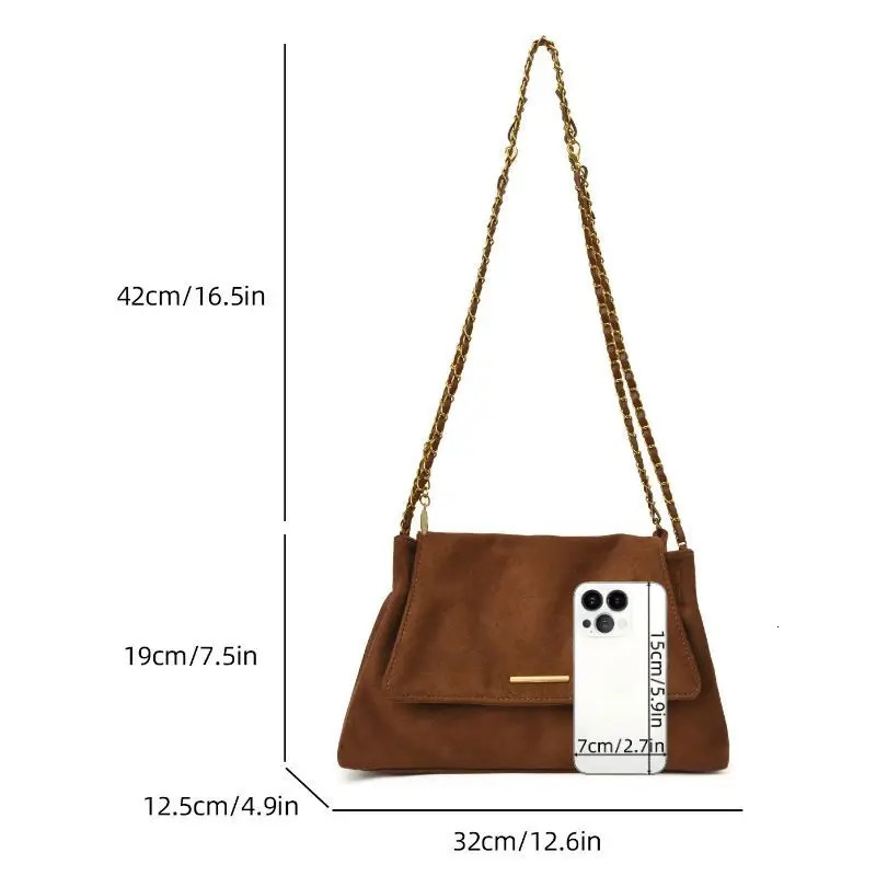 Fall Winter Womens Tote Bag with Chain Strap Suede Crossbody Shoulder Handbag Elegant Top-Handle Purse for Daily Use 251110 - view 3