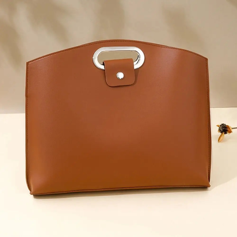 Fashionable PU Office Document Tote Bag Large Capacity Laptop Bag Computer Bag Solid Color Handbag File Bag Travel R251110