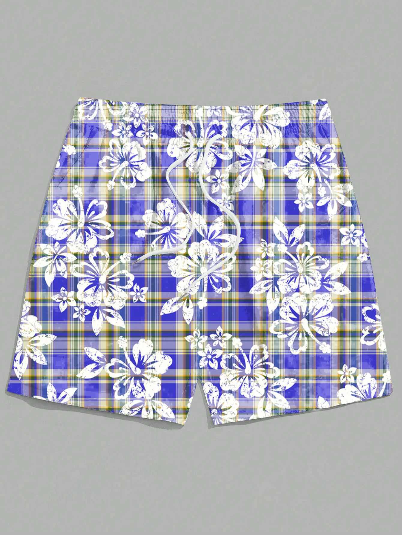 3D printed mens vacation shorts - surreal jungle printing with orchids and ferns suitable for beach and cruise wear X250410