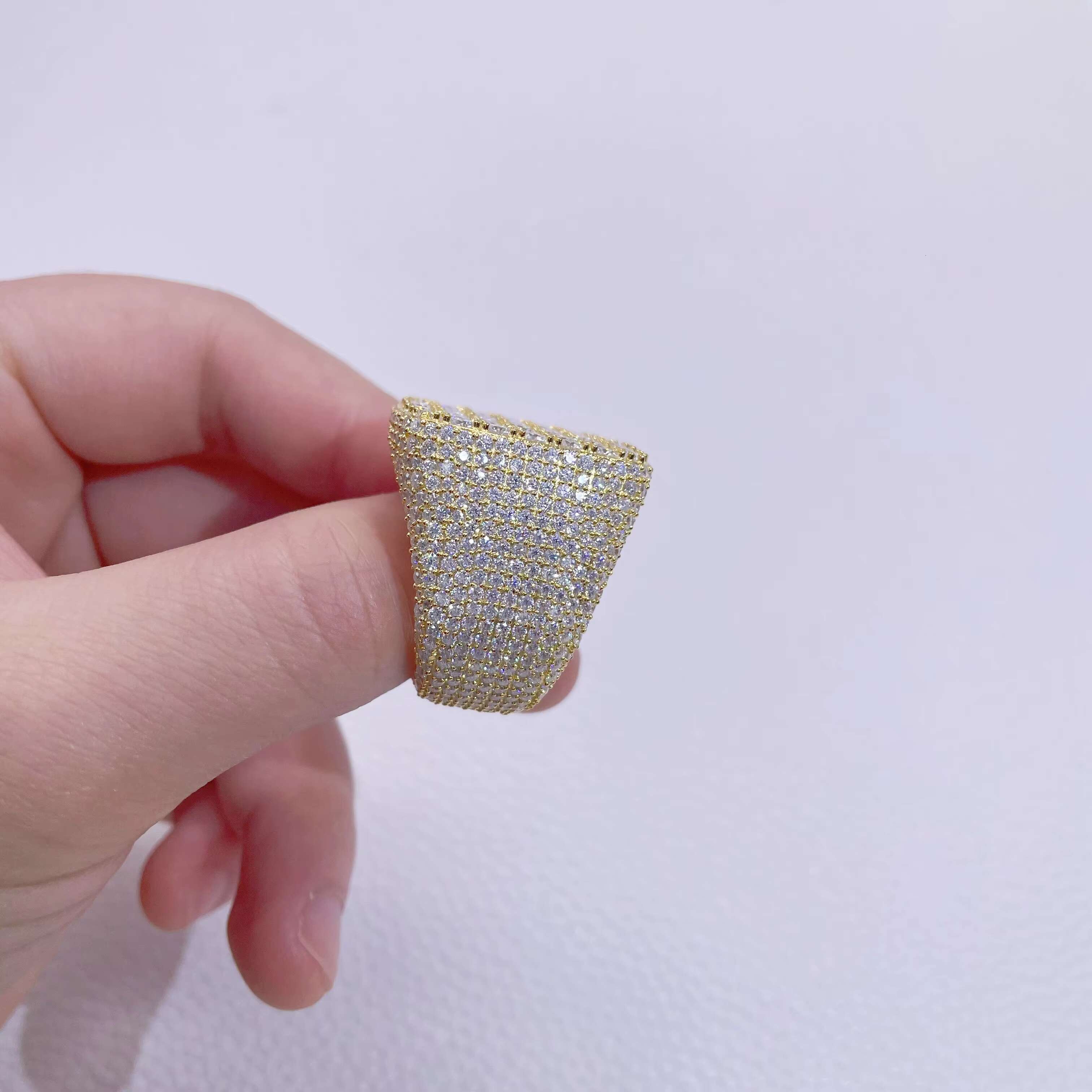 Hip Hop Ring Mens Jewelry White Gold Plated Iced Out 925 Sterling Silver Moissanite Pinky Rings