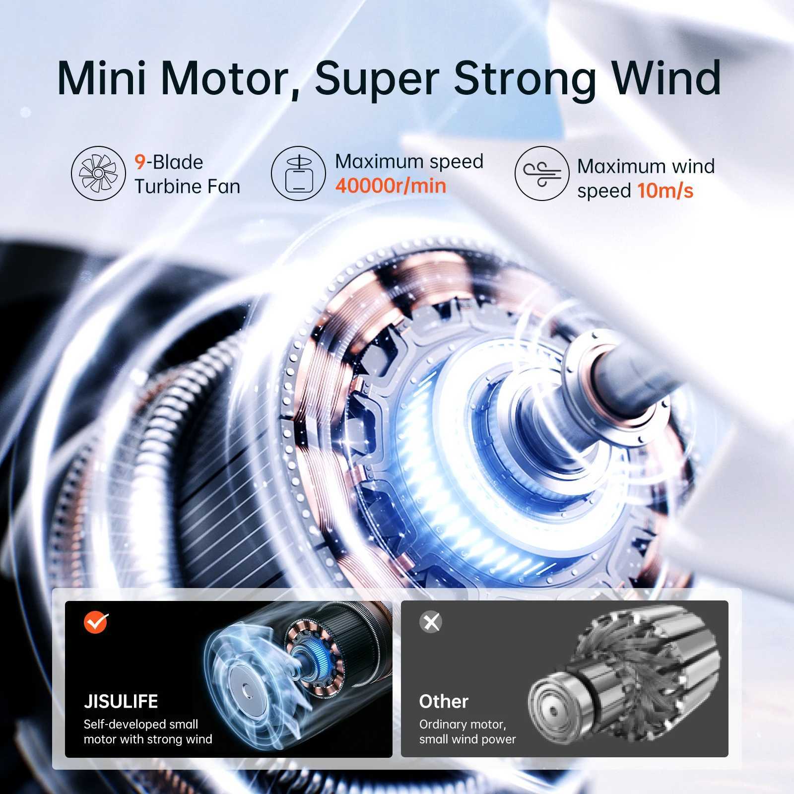 JISULIFE portable handheld turbofan with 5000mAh 18H rechargeable battery super strong wind power multi-purpose pocket mini fan X2504121