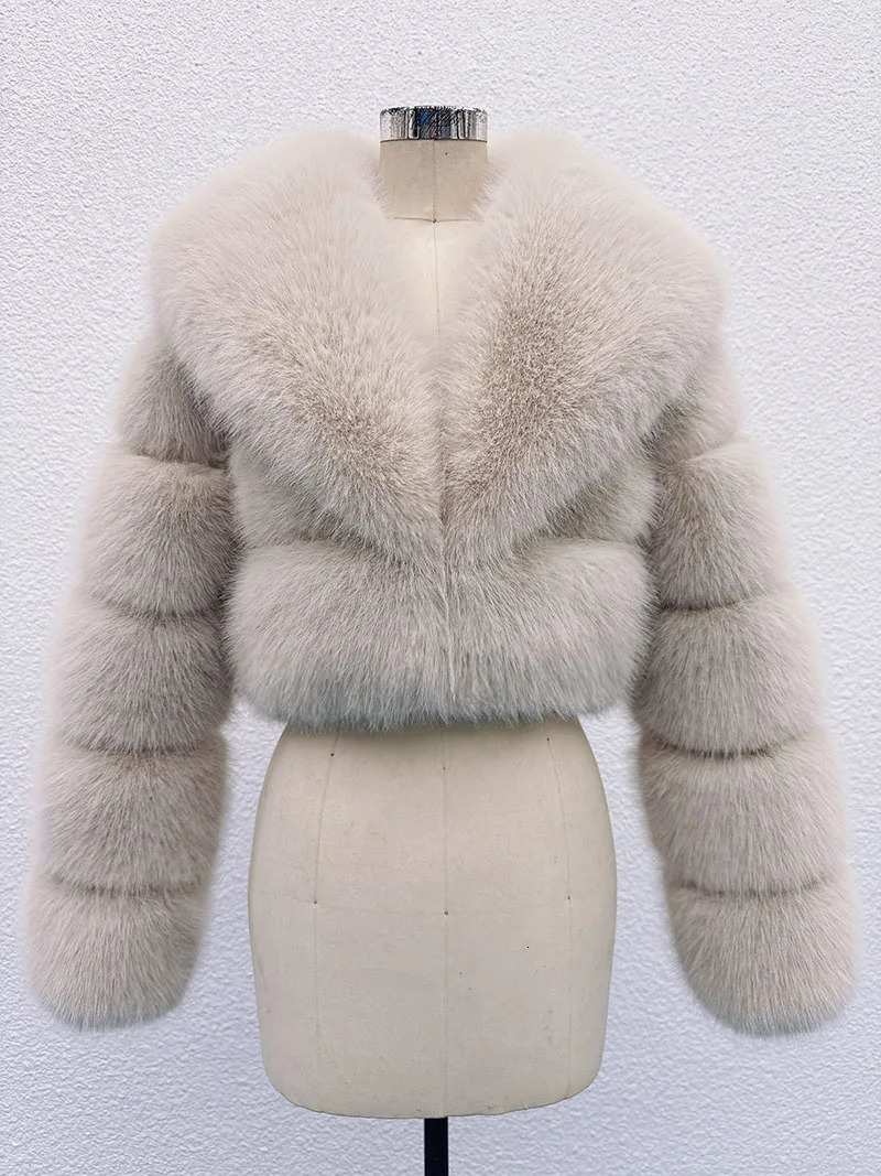 ZADORIN y Big Collar Spliced Cropped Faux Fur Coat Woman Clothing Thicken Furry Jacket Winter Coats Top Mujer 251110