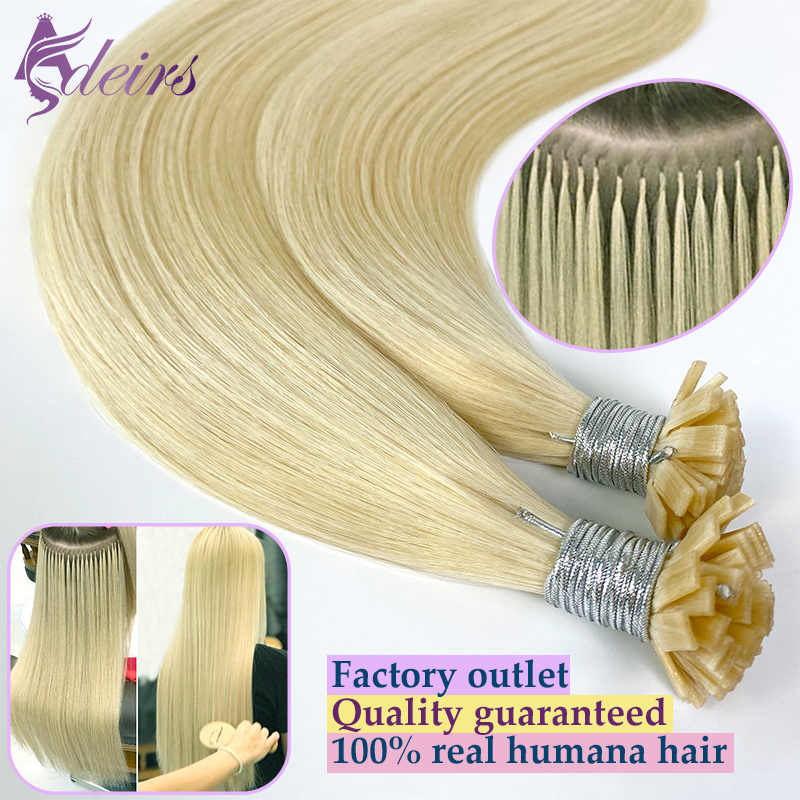 ADEIRS Flat Tip Hair Extensions 100% Real Human Hair Fusion Keratin Capsule Hair Extensions Brown Blonde Straight 1g/Strand For Salon