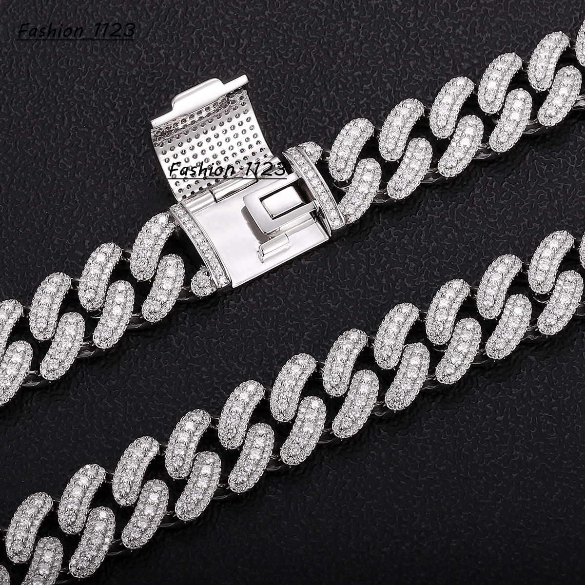 Custom Vvs Moissanite Cuban Link Necklace Iced Out Hip Hop Style White Gold 925 Silver Cuban Chain Fine Men Jewelry