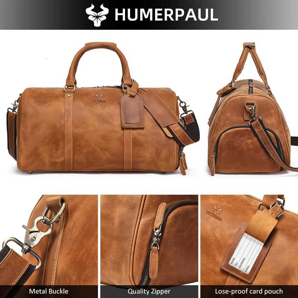 Mens Crazy Horse Leather Duffle Bag Large Capacity Travel Luggage Bag Fits 15 Laptop Shoes Durable Totes Bags for Business K251110