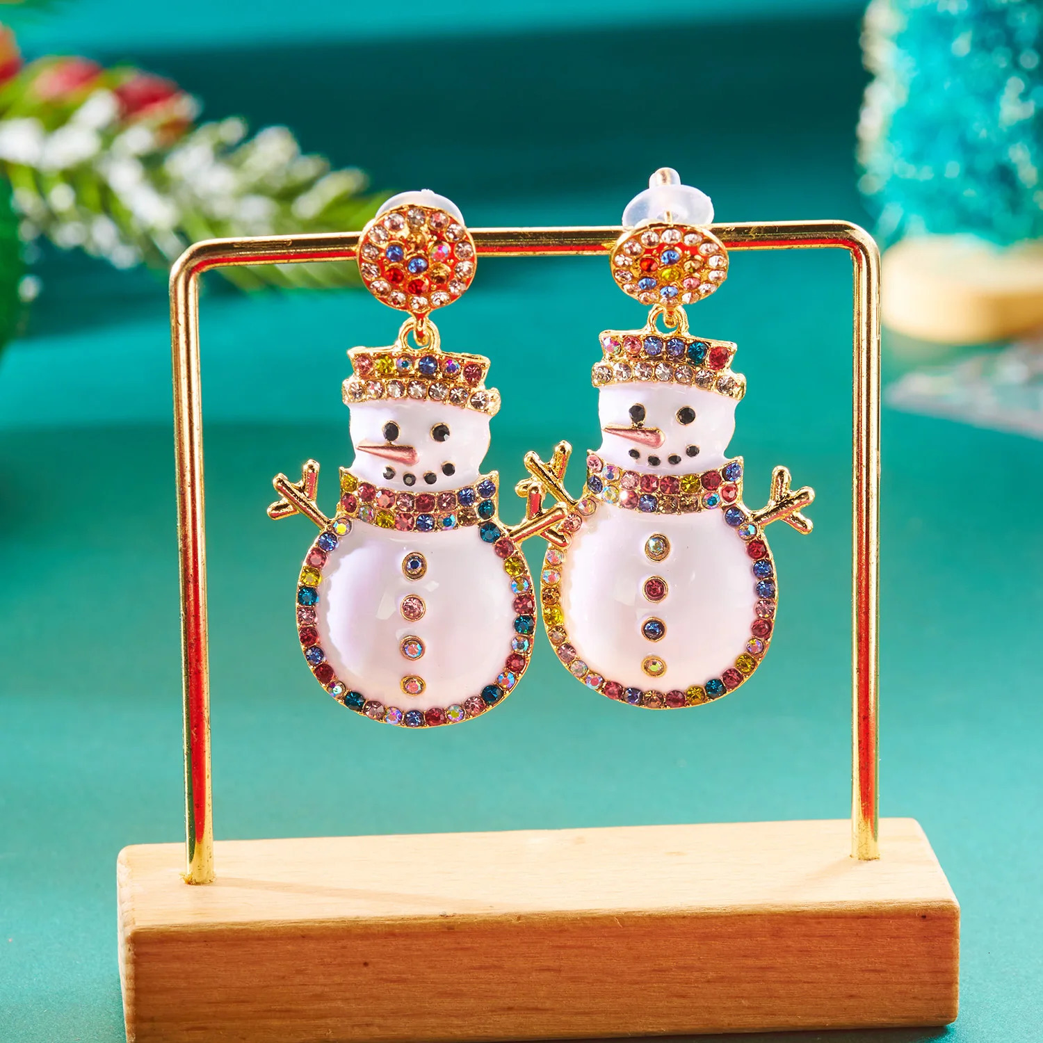 Colorful Crystal Zircon Snowman Dangle Earrings For Women Cute Christmas Tree Snowflake Bow Earring Xmas Year Party Gifts 251031