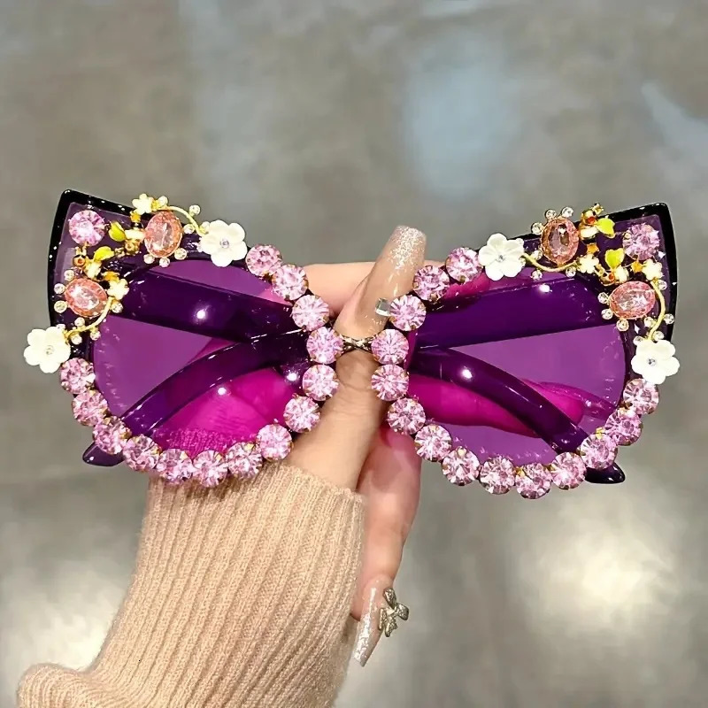 y rhinestone sunglasses cat eye gradient decorative shadow props used for clothing parties dances 250410