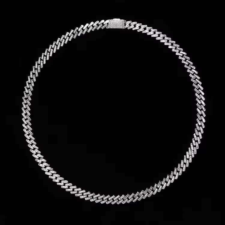 Custom 6mm 8mm White Gold Plated Sterg Sier Cuban k Necklace Iced Out Zirconia Jewelry for Men Women Gift
